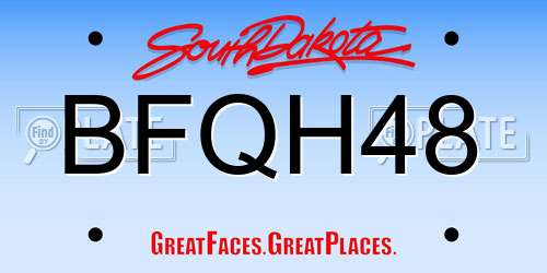 BFQH48 South Dakota License Plate