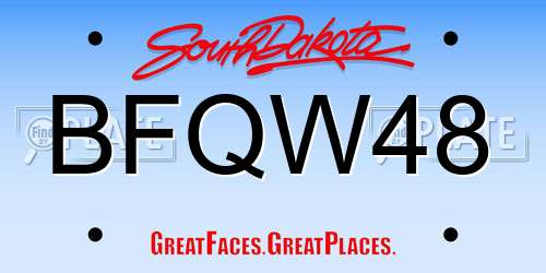 BFQW48 South Dakota License Plate