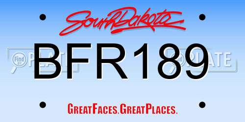 BFR189 South Dakota License Plate