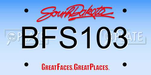 BFS103 South Dakota License Plate