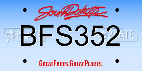 BFS352 South Dakota License Plate