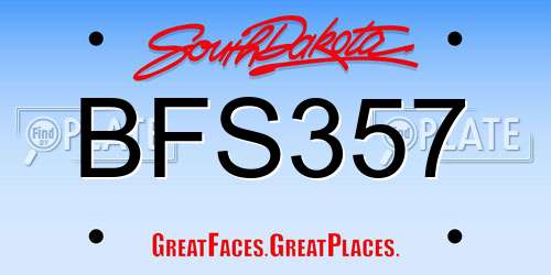 BFS357 South Dakota License Plate