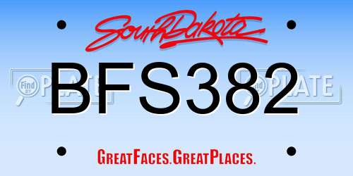 BFS382 South Dakota License Plate
