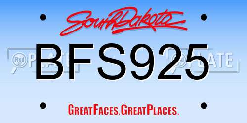 BFS925 South Dakota License Plate