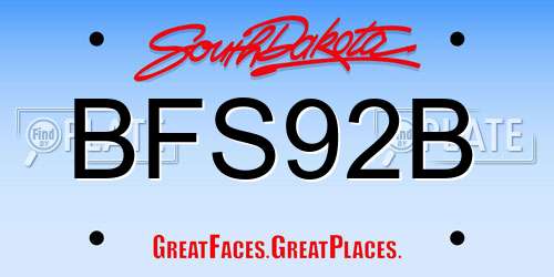 BFS92B South Dakota License Plate