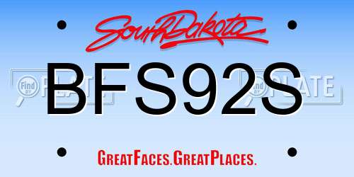 BFS92S South Dakota License Plate