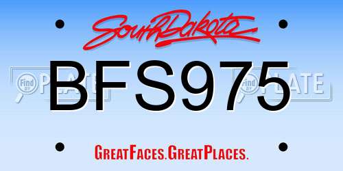 BFS975 South Dakota License Plate