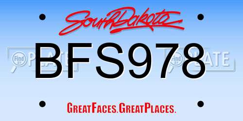 BFS978 South Dakota License Plate