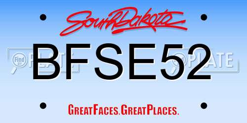 BFSE52 South Dakota License Plate