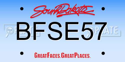 BFSE57 South Dakota License Plate
