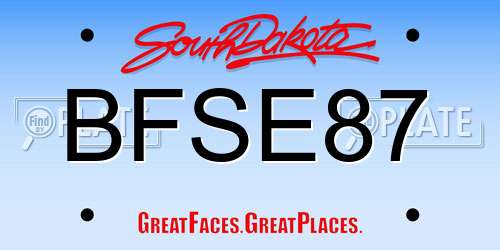 BFSE87 South Dakota License Plate