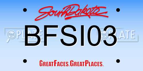 BFSI03 South Dakota License Plate