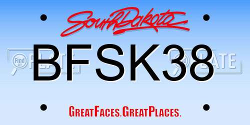 BFSK38 South Dakota License Plate