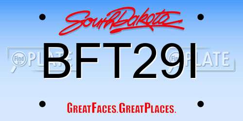 BFT29I South Dakota License Plate