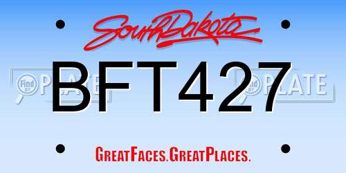 BFT427 South Dakota License Plate