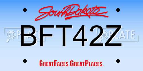 BFT42Z South Dakota License Plate