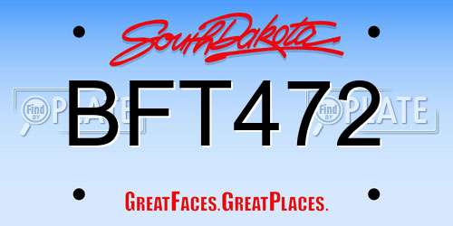BFT472 South Dakota License Plate