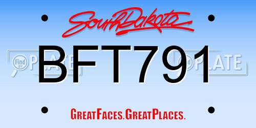 BFT791 South Dakota License Plate