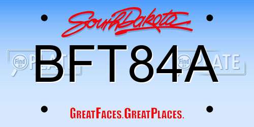 BFT84A South Dakota License Plate
