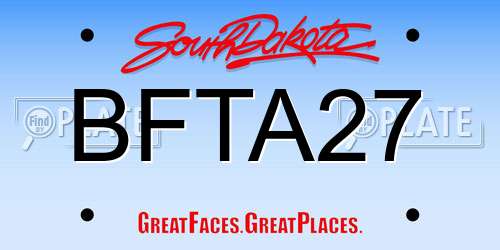 BFTA27 South Dakota License Plate