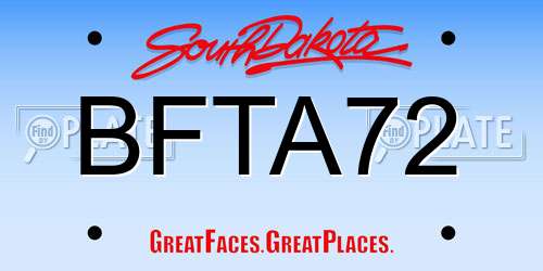 BFTA72 South Dakota License Plate
