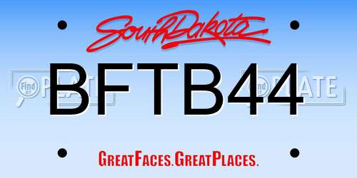 BFTB44 South Dakota License Plate