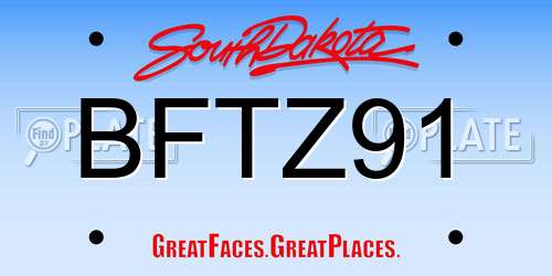 BFTZ91 South Dakota License Plate
