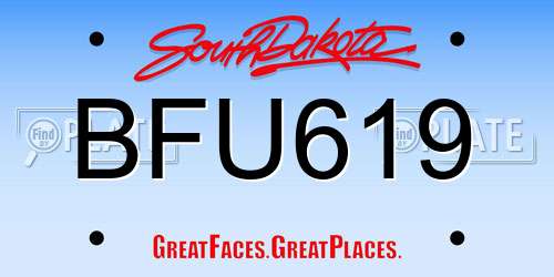 BFU619 South Dakota License Plate