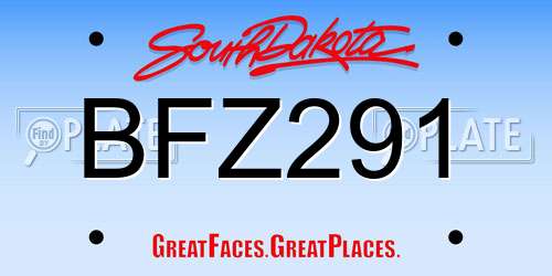 BFZ291 South Dakota License Plate