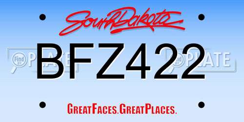 BFZ422 South Dakota License Plate