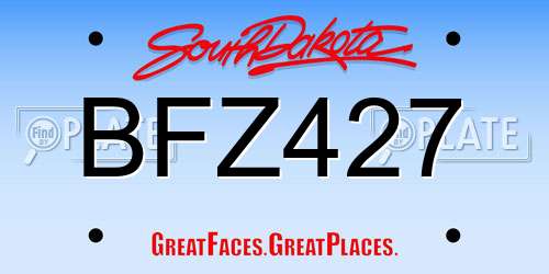 BFZ427 South Dakota License Plate