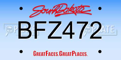 BFZ472 South Dakota License Plate