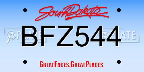 BFZ544 South Dakota License Plate