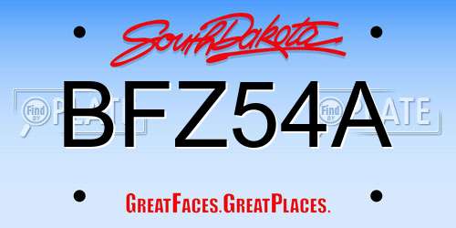 BFZ54A South Dakota License Plate