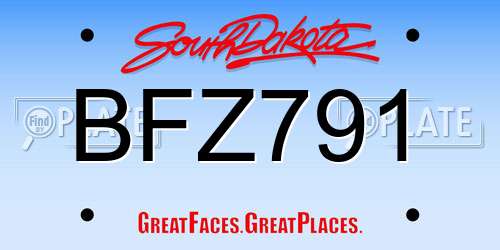 BFZ791 South Dakota License Plate