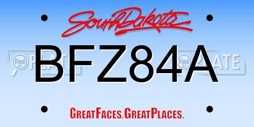 BFZ84A South Dakota License Plate