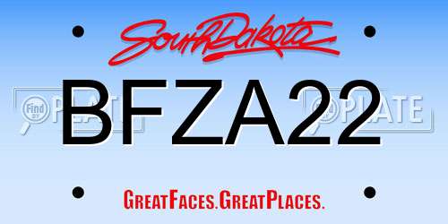 BFZA22 South Dakota License Plate
