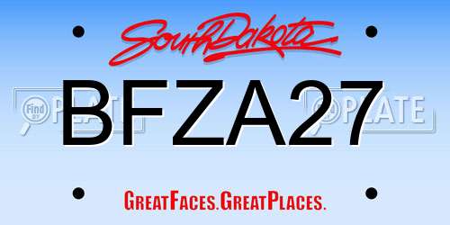 BFZA27 South Dakota License Plate