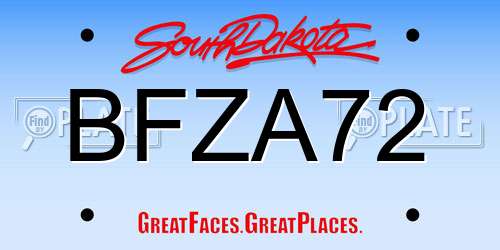 BFZA72 South Dakota License Plate