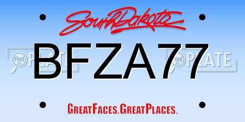 BFZA77 South Dakota License Plate