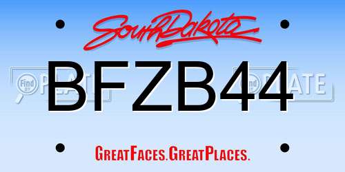 BFZB44 South Dakota License Plate