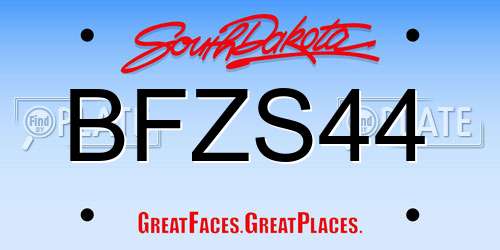 BFZS44 South Dakota License Plate