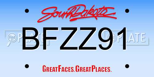 BFZZ91 South Dakota License Plate