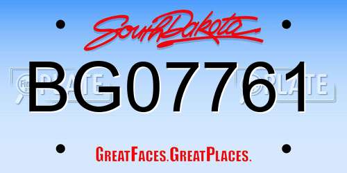 BG07761 South Dakota License Plate