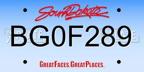 BG0F289 South Dakota License Plate