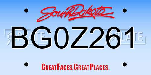 BG0Z261 South Dakota License Plate