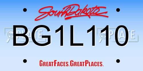 BG1L110 South Dakota License Plate