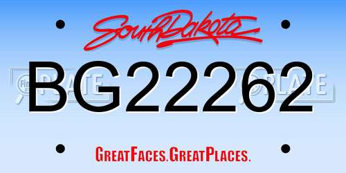 BG22262 South Dakota License Plate