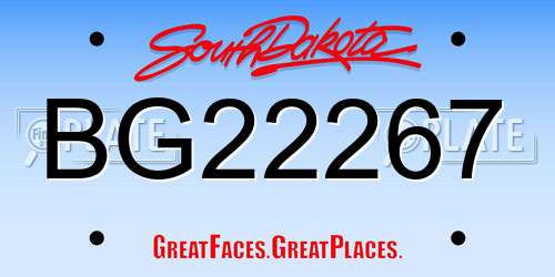 BG22267 South Dakota License Plate