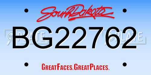BG22762 South Dakota License Plate
